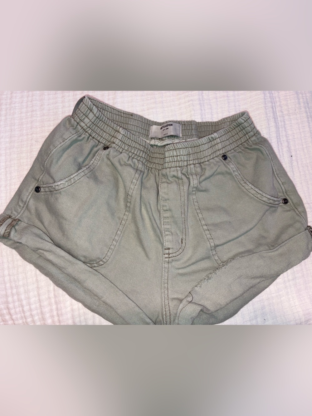 One Teaspoon Sage Green Elastic waist Hunters Shorts
